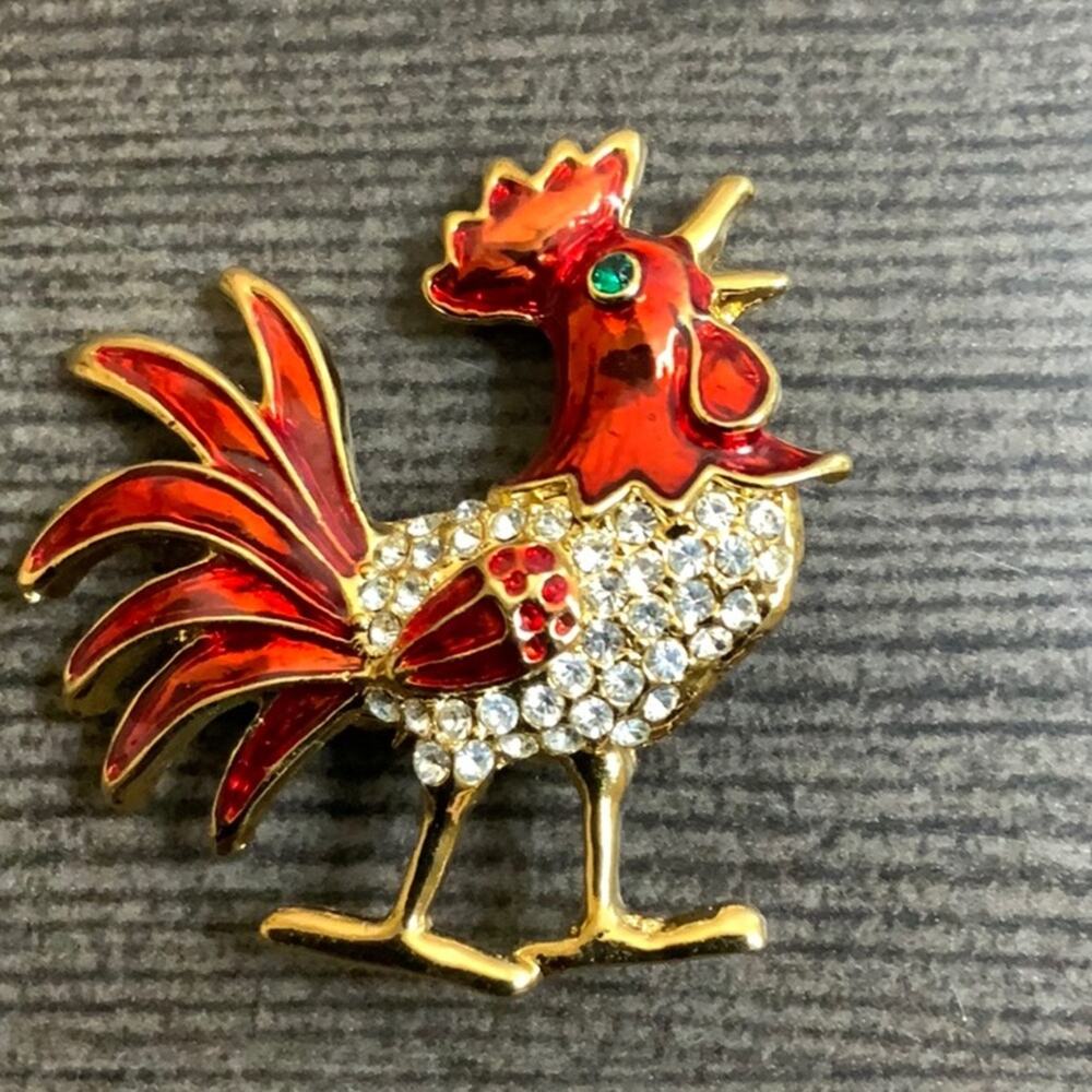 Vintage rooster brooch